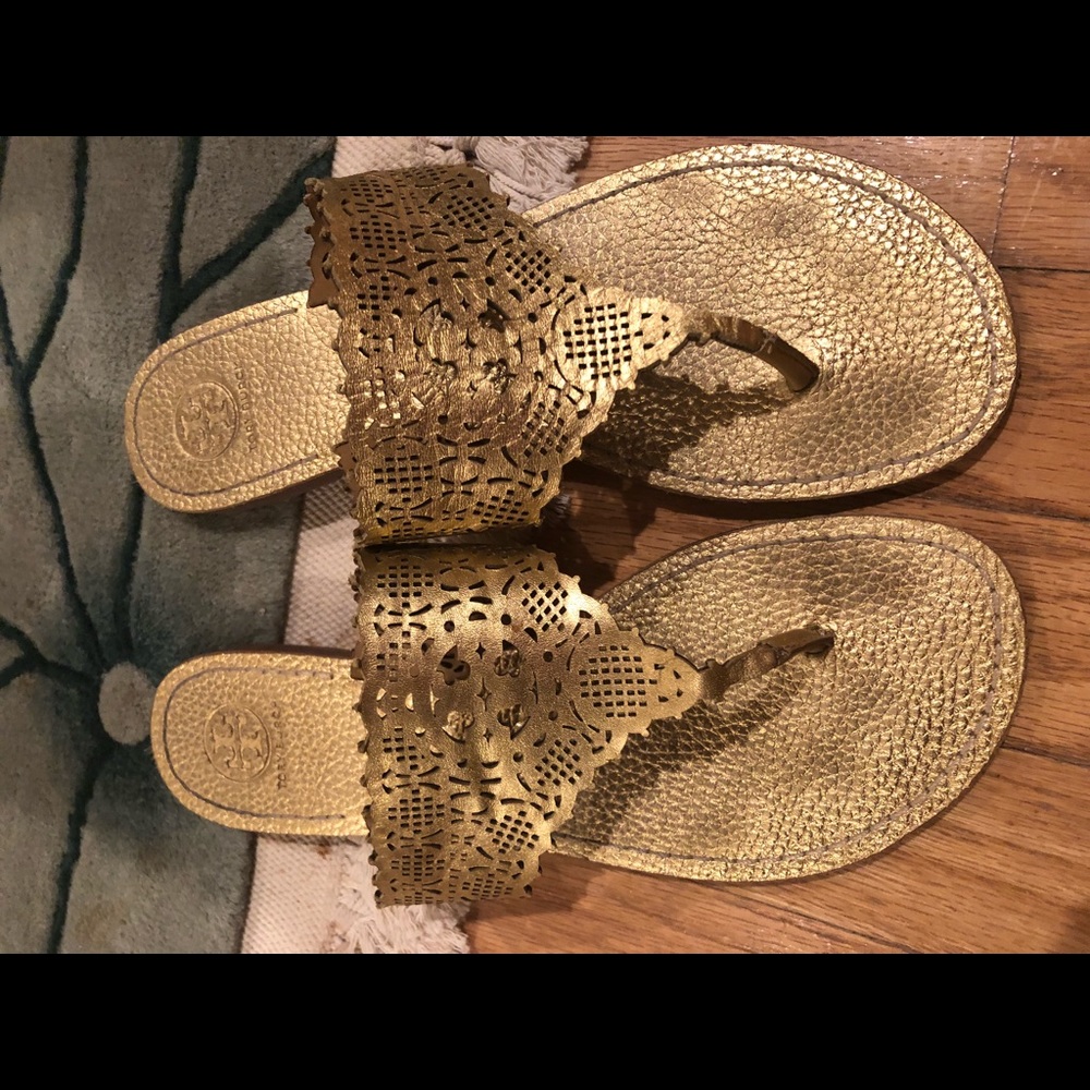 Authentic Tory Burch Gold Sandels